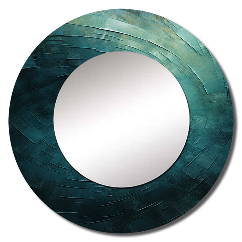 Teal Twist Tranquility Spiral I - miroir mural décoratif en spirale abstraite, 23 po x 23 po