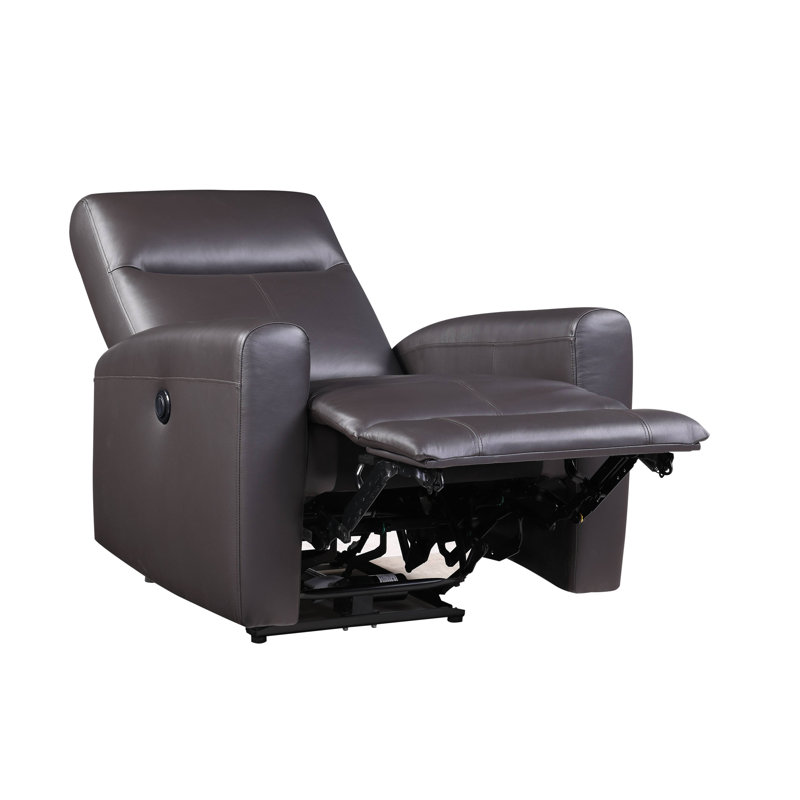Fauteuil inclinable électrique brun en cuir fleur