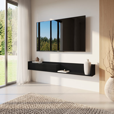 Slim 72” Wall-Mounted TV Stand With Storage Cabinet by George Oliver