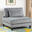 Chaise d'appoint moderne sans accoudoirs en velours côtelé gris avec pieds en bois massif