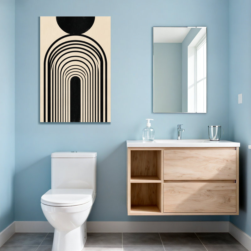 Motif d'arche géométrique noir et crème tendance, H 30 po x l 20 po