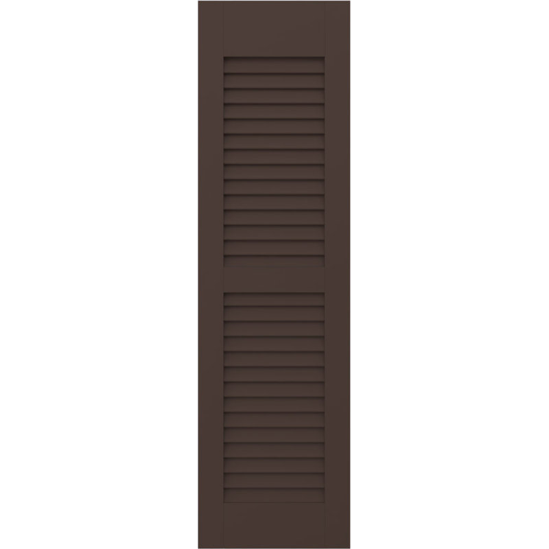 Americraft Two Equal Louver Shutters (Per Pair), Raisin Brown, 32", 15"