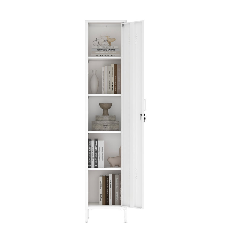 Bargale 15 Single Locker Storage Cabinet with 5 Adjustable Shelves, White