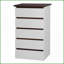 Commode de rangement moderne à 5 tiroirs pour commode, blanc et amp; Noyer | Panneau de particules | Blanc