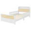 Lit simple en rotin avec lumières DEL et tête de lit, lit plateforme simple avec barrières de sécurité pour enfants, blanc-2096343350