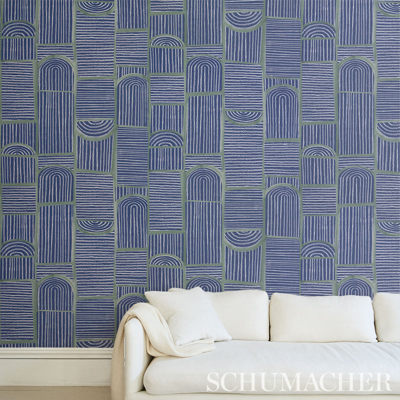 Schumacher x Backdrop Bloomsbury Wallpaper, Deep Navy