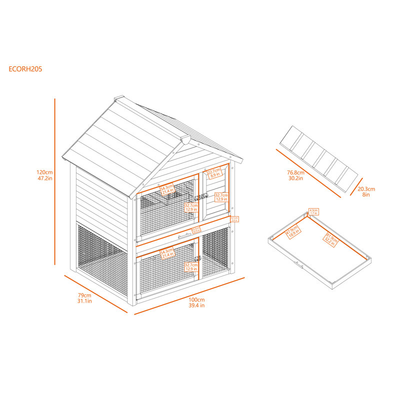 Deneka Huntington ECOFLEX®  Two-Level Outdoor Rabbit Hutch