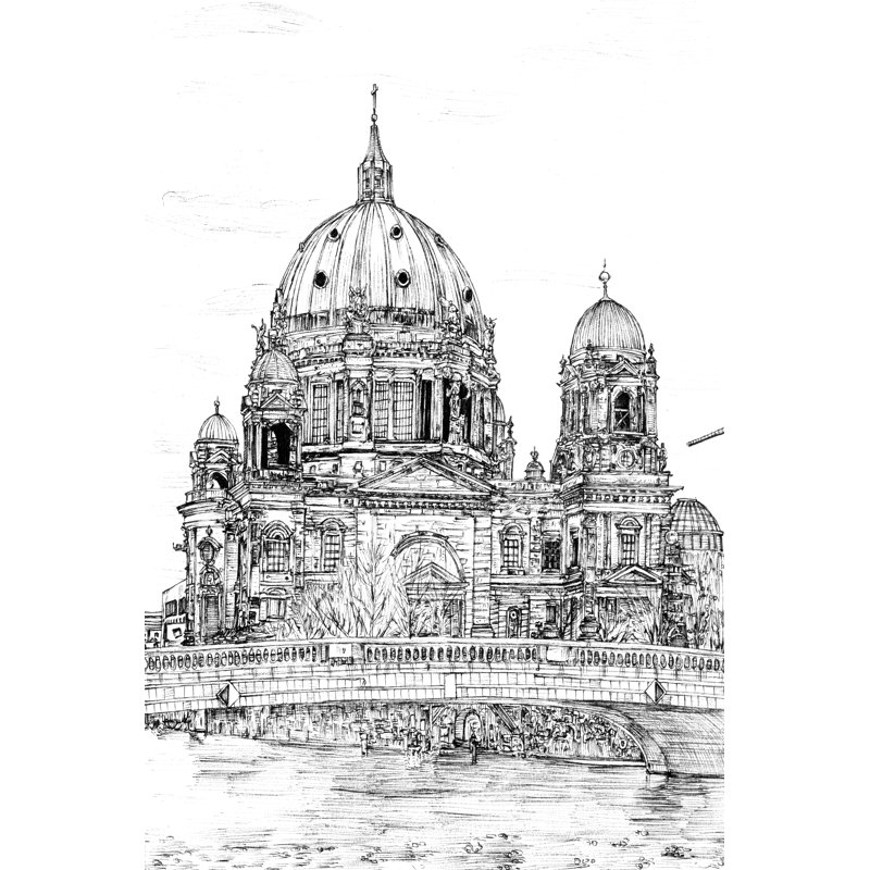 City in Black and White III by Melissa Wang - Drawing, 122 cm H x 81 cm W, Wrapped Canvas