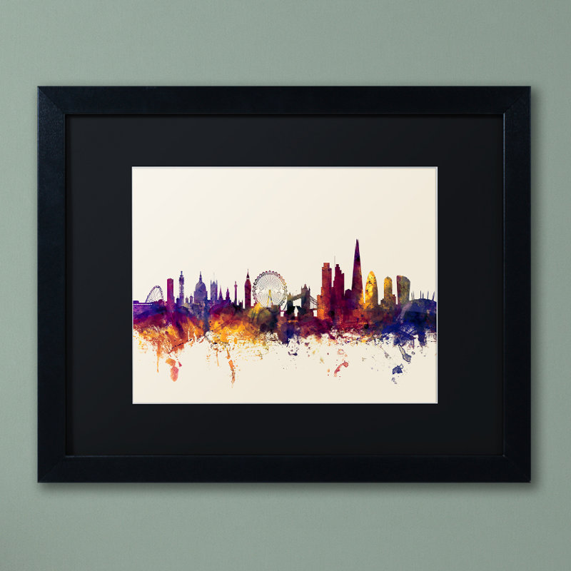 «London England Skyline», impression, Cadre noir, Noir, H 11 po x l 14 po x P 0,5 po