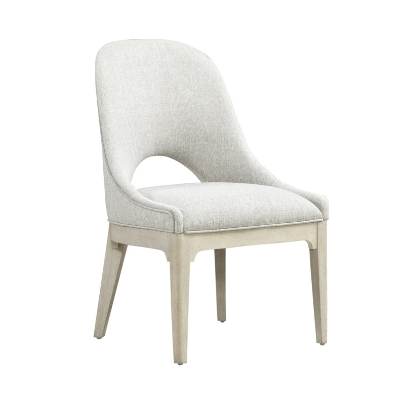 Shaly Upholstered Side Chair w/ Barrel Back, Beige