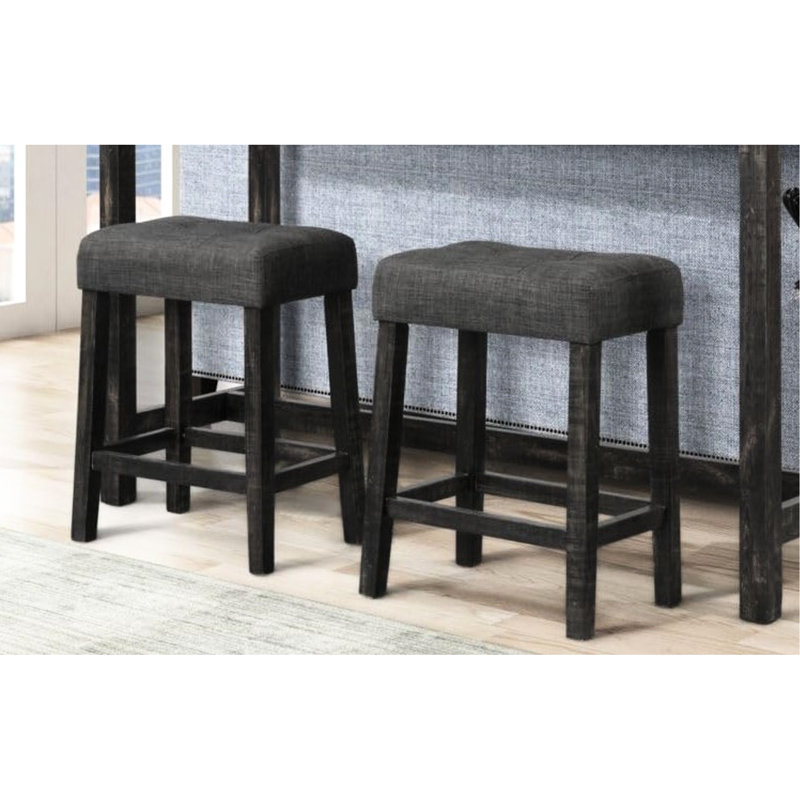 Table de salle à manger 3 pièces pour comptoir - table en bois massif avec prise électrique, 2 ports, tabourets de sièges, noir anthracite, design rustique et transitionnel, table de 60 po, sièges 2, rectangulaire, prise de style