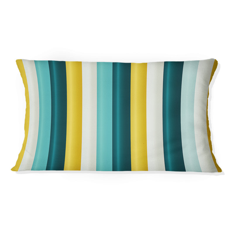 Coussin décoratif à rayures vertes et jaunes Harmony VI