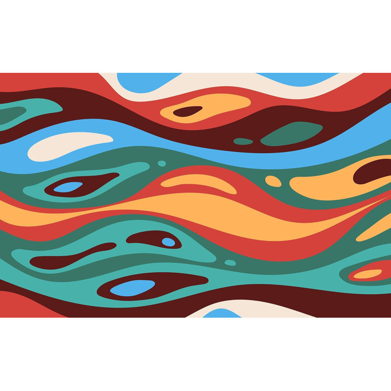 Murale pelez et collez de qualité supérieure - Vagues colorées abstraites, L 96 po x l 120 po