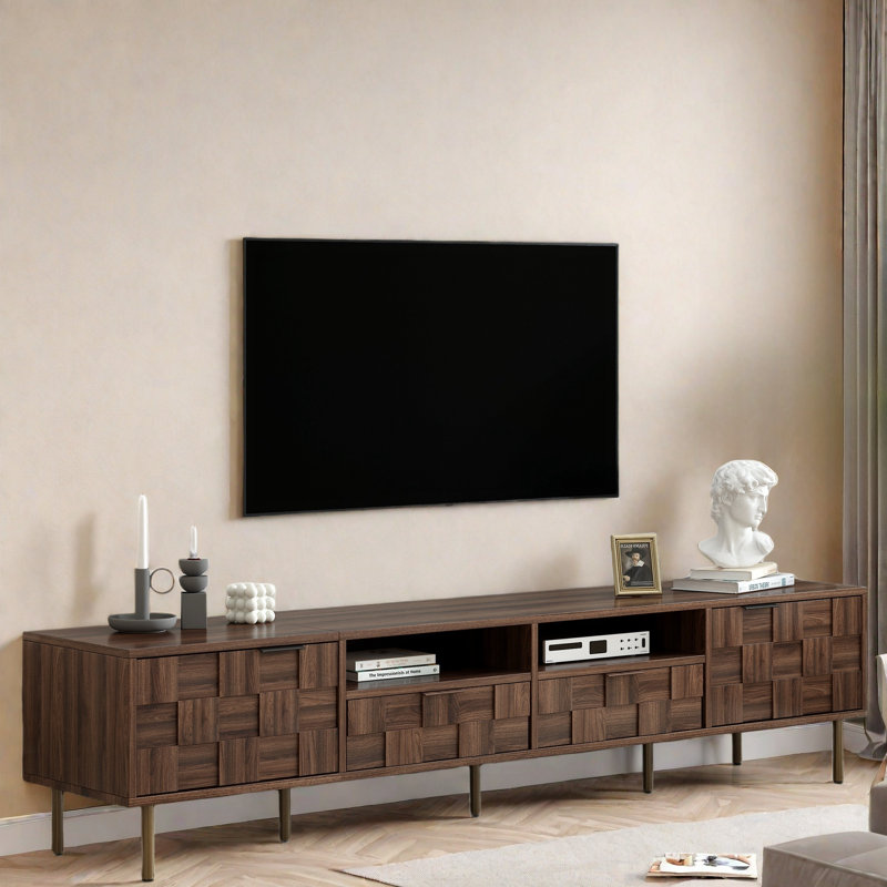 Fiodor Mid Century  TV Stand With 2 Drawers, 2 Cabinets And Elegant Lines Design