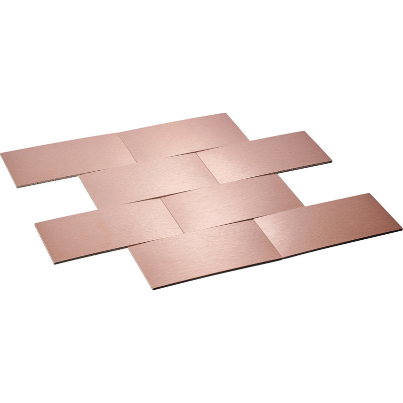 Carreau de mosaïque auto-adhésif en métal 3 po x 6 po, Nickel