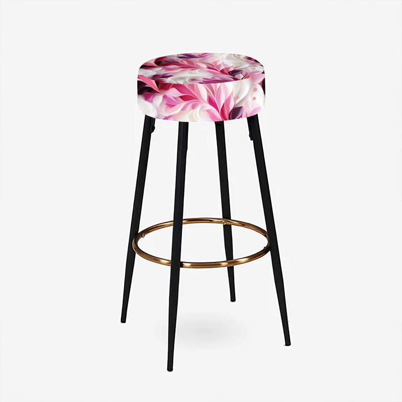 Ensemble de 2 tabourets de bar abstraits roses et blancs Serenity