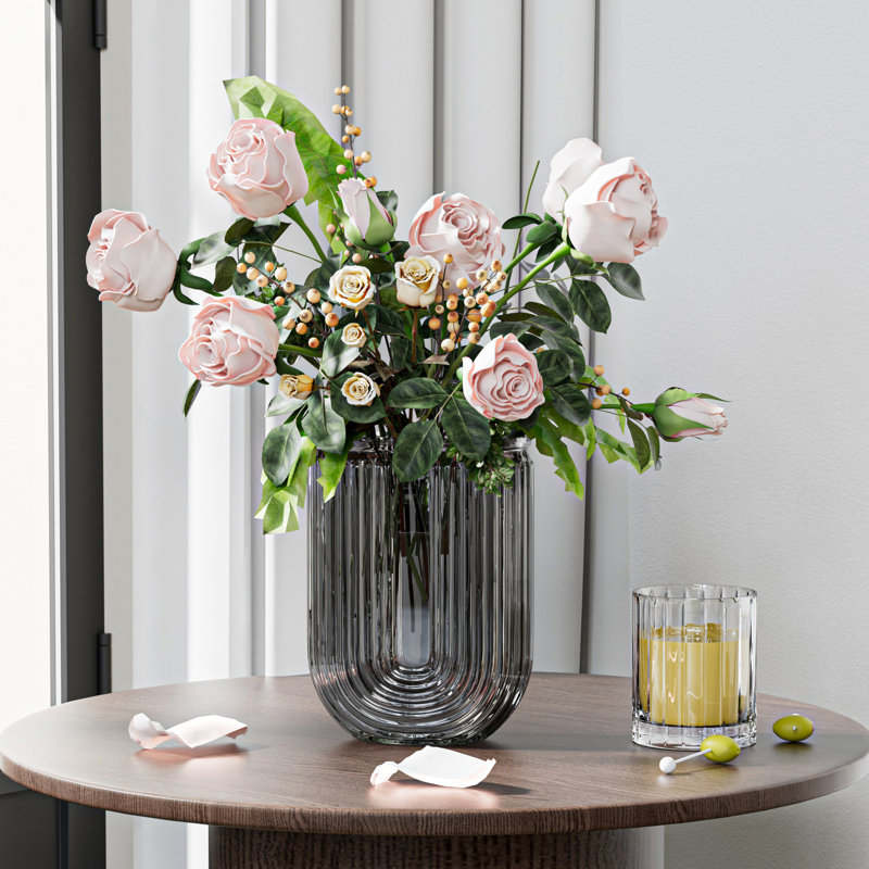 Modern Glass Vase Gray Unique U-Shaped Vase