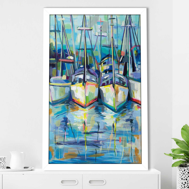 Morning Dock - Peinture, Cadre blanc, H 39,5 po x l 27,5 po x P 0,75 po