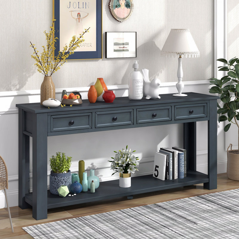 Console de canapé avec tiroirs de rangement et tablette inférieure pour le vestibule