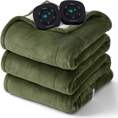 Electric Blanket - Dual Control Heated Blanket, Fast Heating with 10 Time Settings & 10 Heat Settings