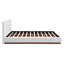 Elegant White Fabric Upholstered Bed With Nice Wood Grain Textured Solid Wood Base Frame,White,King