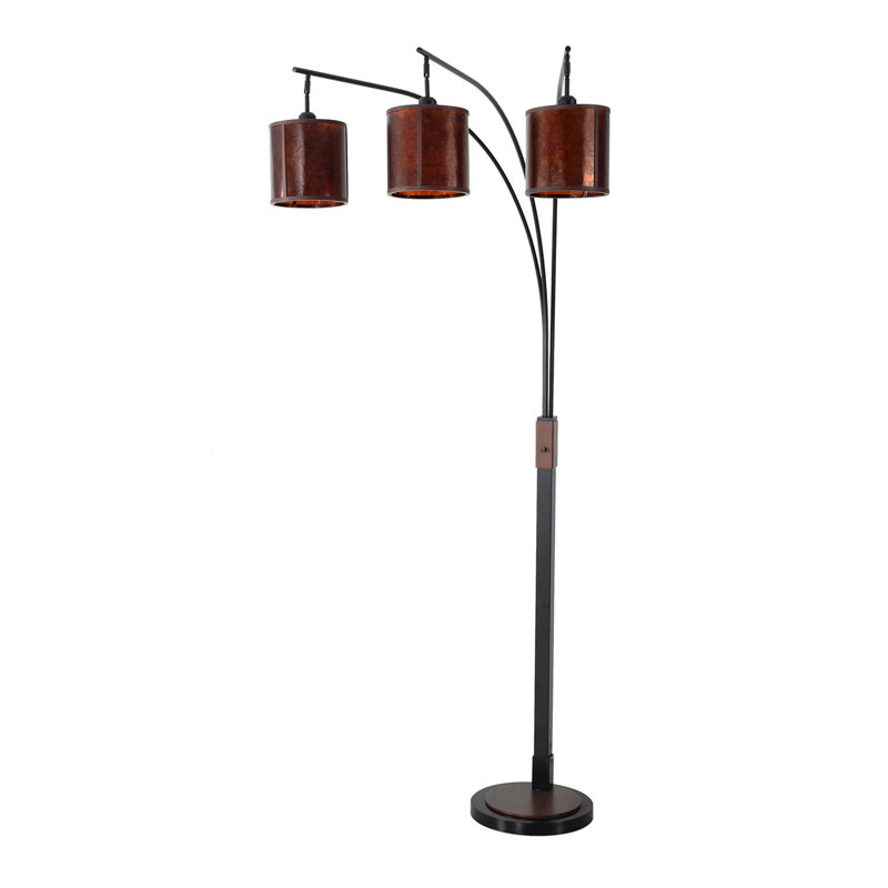 Layers Natural Mica 3 Light Arc Floor Lamp - 86", Charcoal Gray & Gunmetal, Dimmer Switch
