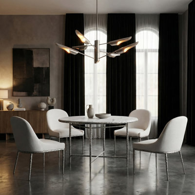 Lalia 5-Piece Hammered Metal Round Dining Table Set