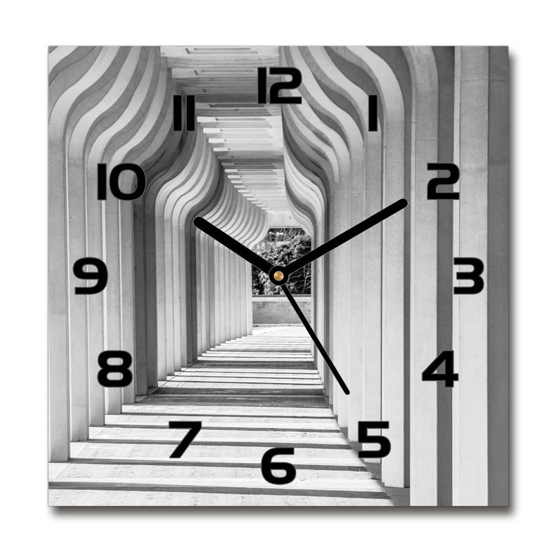 Heida Glass Wall Clock, Black/Grey