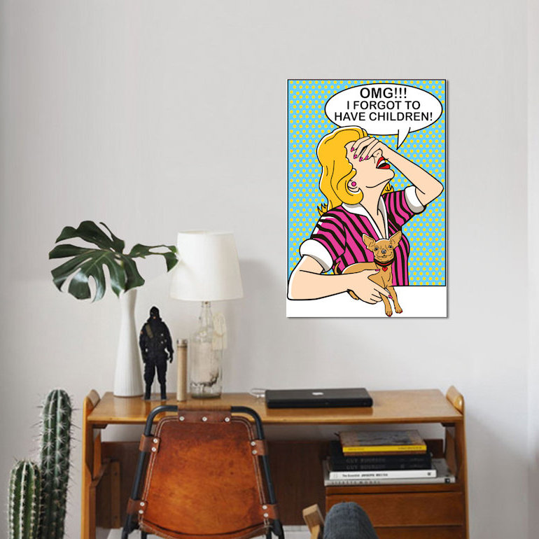 «OMG!» Impression sur toile, H 12 po x l 8 po x P 0,75 po, Pas de tapis, Toile tendue