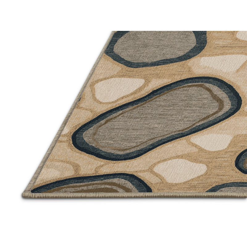 Washable Beach Rocks Hawaiian Area Rug, Round 7'