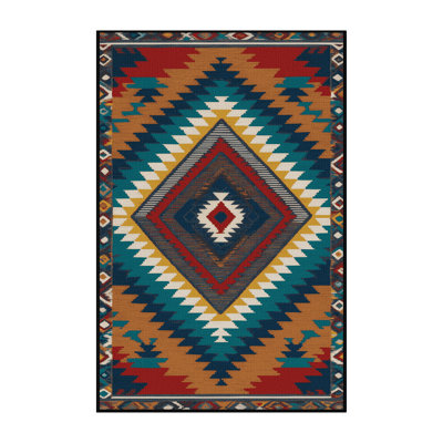 Washable Ojo de Dios Southwestern Area Rug