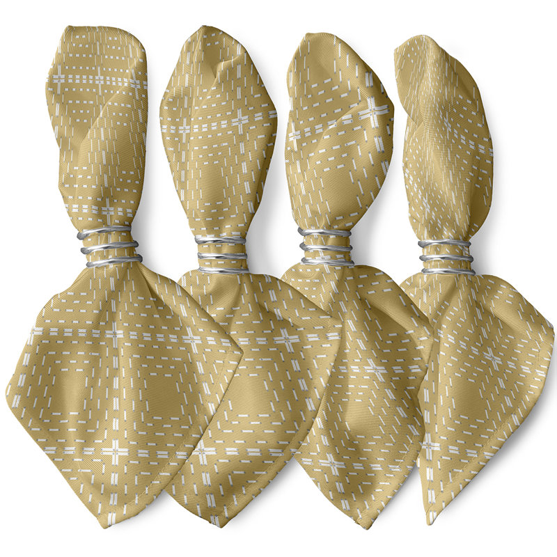 Abbie Polyester Geometric Square Napkin, Yellow