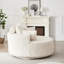 Fauteuil pivotant en mousse de velours côtelé simple de 55 po de hauteur avec mouvement à 360 degrés, couette moderne moelleuse, installation rapide, tissu en fausse fourrure de lapin et rotation du canapé-lit, assemblage, coussin