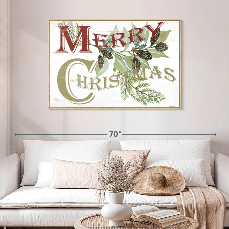 Rétro joyeux Noël, Cadre flottant en bois naturel, 46 po x 31 po