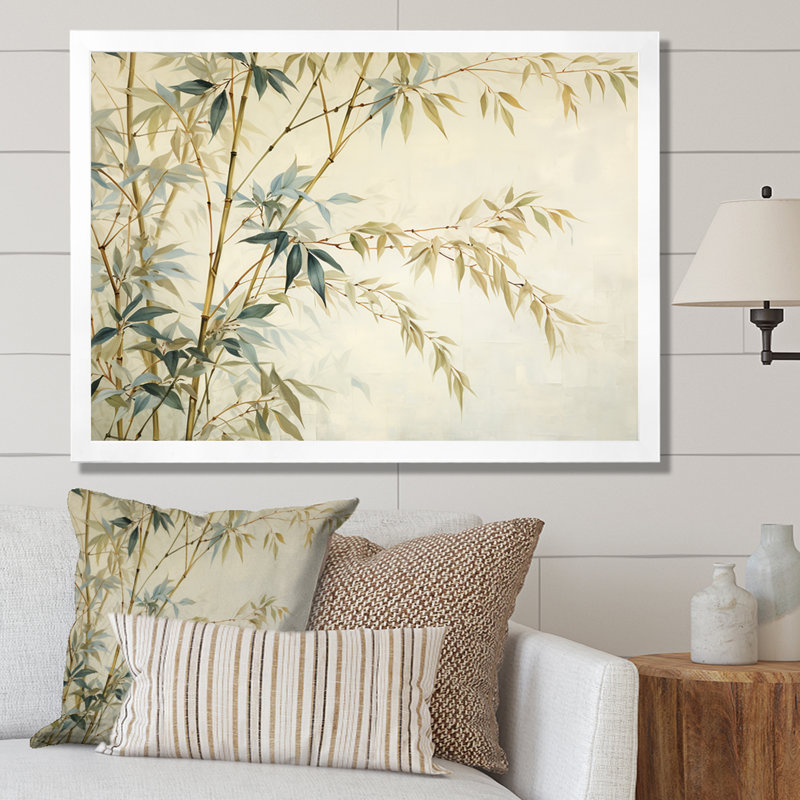 Minimalisme bambou sur toile, H 16 po x l 32 po x P 1 po, Cadre photo blanc