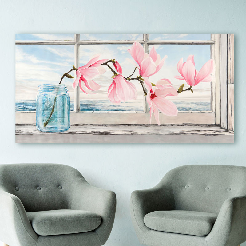 Window Magnolia by Remy Dellal - Wrapped Canvas Print, 60cm H x 120cm W x 4cm D