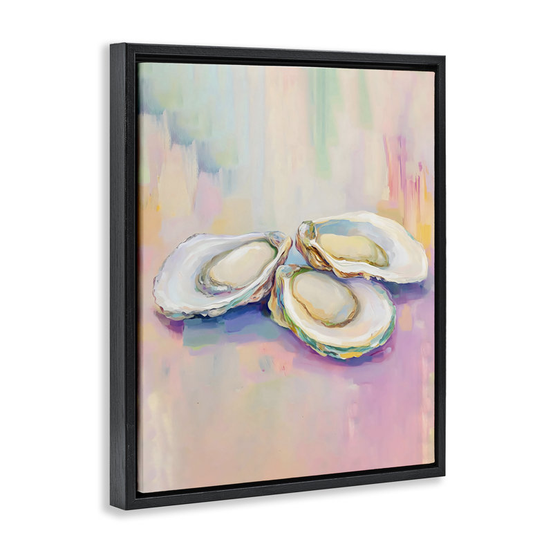 Cadre flottant Pastel Oysters Harmony, design par The Prints Vibe, 31 x 25, Cadre flottant noir de jais