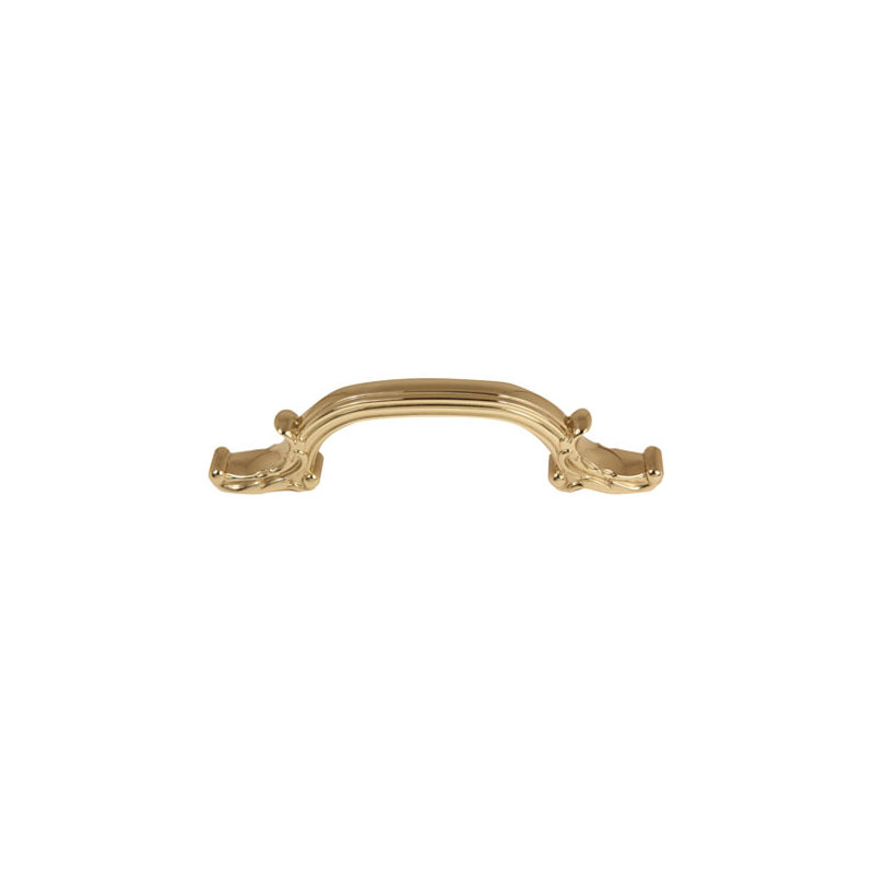 Ornate Pull 4 inch CTC, Polished Brass