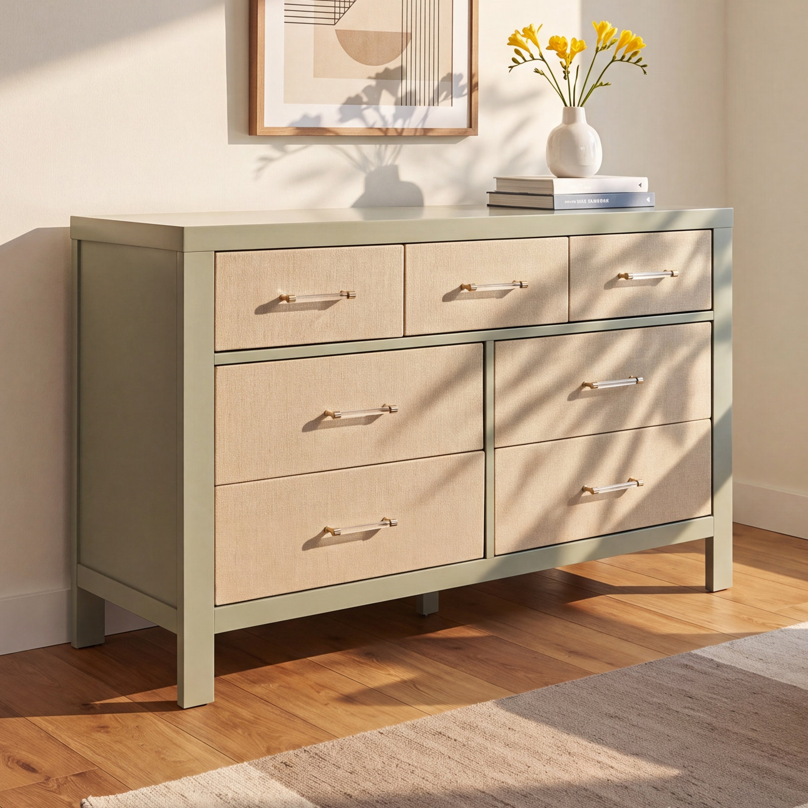 Eloise 7-Drawer Dresser, French Sage/Performance Sand Eco-Weave