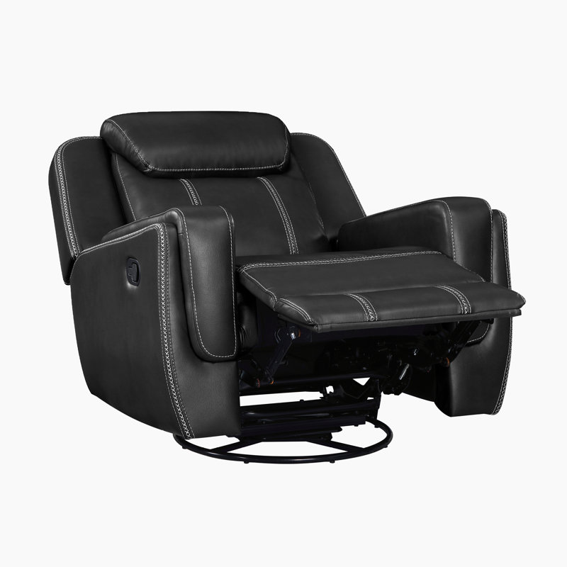 Deese 39.5" Modern Faux Leather Swivel Glider Reclining Chair with 360° Swivel & Gentle Gliding