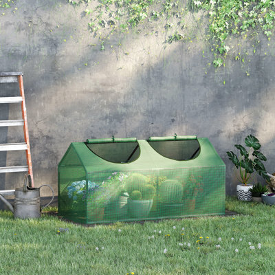 Serre portable de 4 pi x 2 pi avec housse en PE et fenêtres enroulables à fermeture à glissière, convient au jardinage intérieur extérieur, protège du vent froid, garde la chaleur à l'intérieur, protection, stabilité de la structure en acier, co