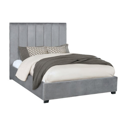Velvet Upholstered Queen Bed In Grey -  Everly Quinn, 8B9B2F0A76B2460DAA50D957F108A273