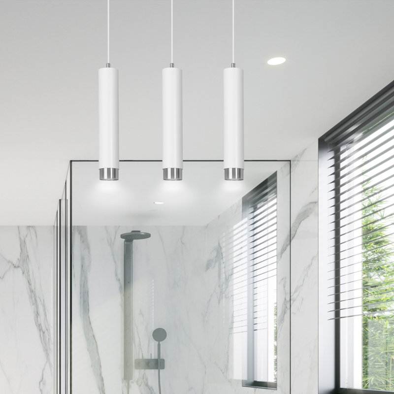 Danbury 3 - Light Kitchen Island Pendant, White, Chrome