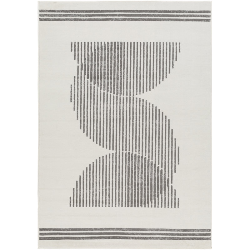 Machine Woven Cream/Grey/Ivory Indoor Rug, Rectangle 201cm x 274cm