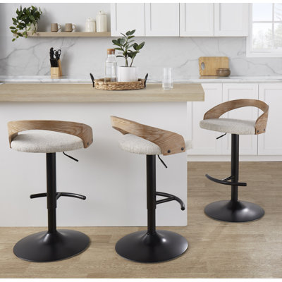 Laurenzio Adjustable Bar Stool with Rounded T Footrest