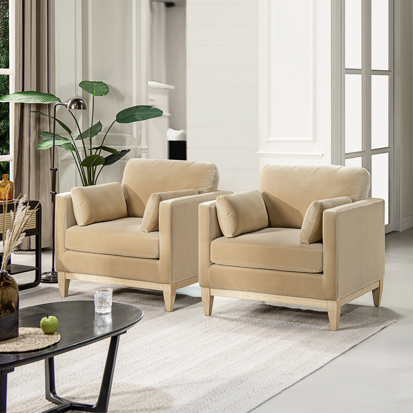Pera Upholstered Armchair, Fawn Brown Velvet