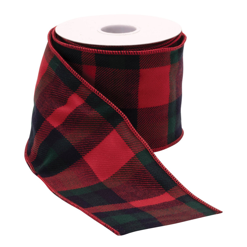 Ruban rouge et noir à motif écossais (ensemble de 2)