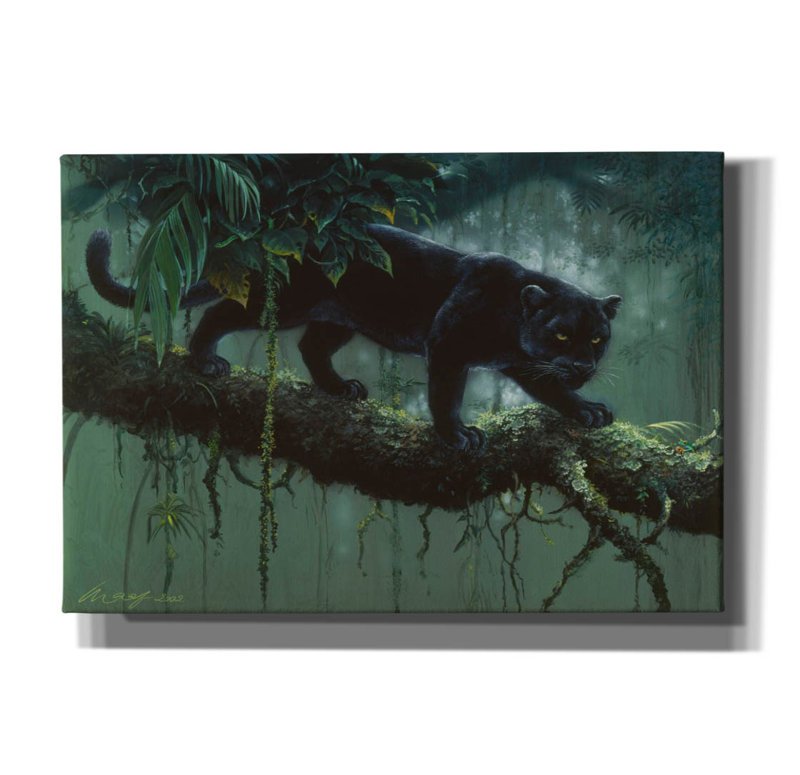 «Black Jaguar» par Harro Maass, art mural sur toile, L 26 po x H 18 po x P 0,75 po