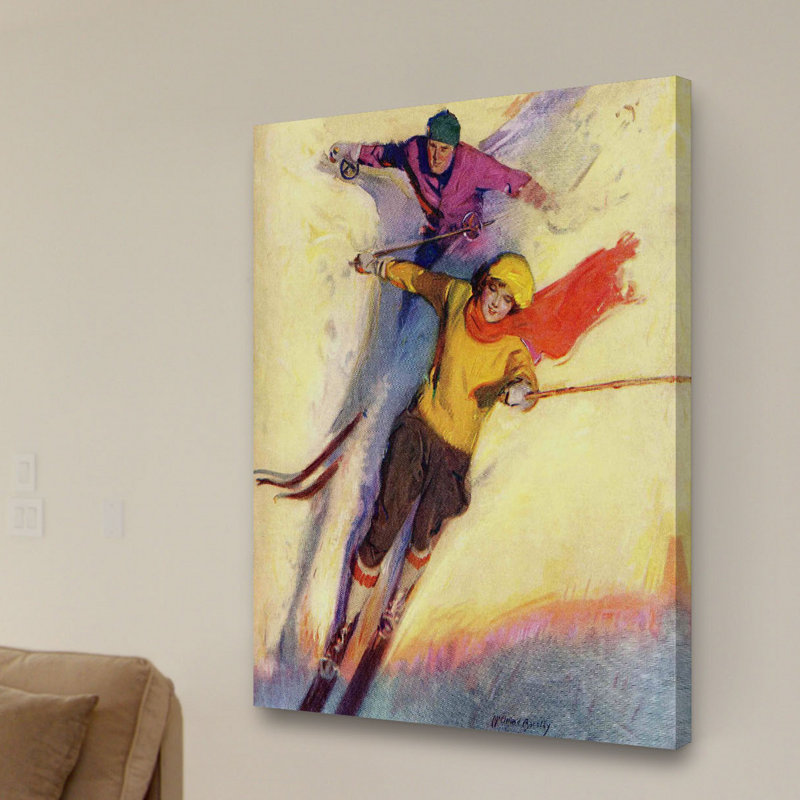 Reproduction d’art sur toile tendue « downhill ski », H 48 po x l 40 po x P 1,5 po