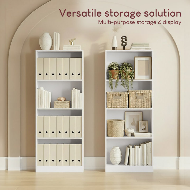 142cm H x 60cm W Standard Bookcase, White, (4 Shelves) 140 cm H x 60 cm W x 24" D